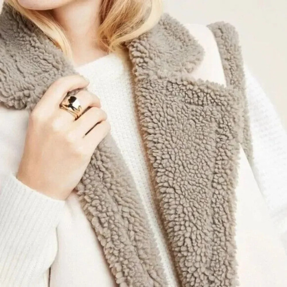 Akemi + Kin Anthropologie Phoebe Vest One Size Faux Suede Sherpa Lined Cozy - Picture 2 of 10